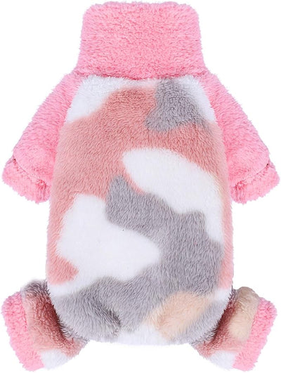 Sebaoyu Turtleneck Dog Pajamas for Small Dogs, Fleece Sweater Winter Cute Tiny Clothes Outfit, Puppy Pet Jumpsuits Chihuahua Yorkie Cat Clothing (Camouflage Pink, X-Small)