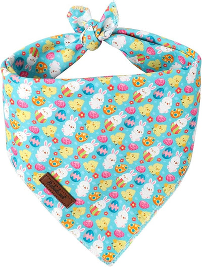 Easter Dog Bandana - Playful Blue Egg Hunt Dog Neck Scarf, Soft Spring Pet Bib for Medium Large Dogs, Easter Photo Dogs Cats Prop for Daily Use Parties & Pet Photography L