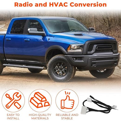 for 2013-2018 Ram 8.4 Radio Conversion ADD ON Harness 4 Speed Fan HVAC to 7 Speed