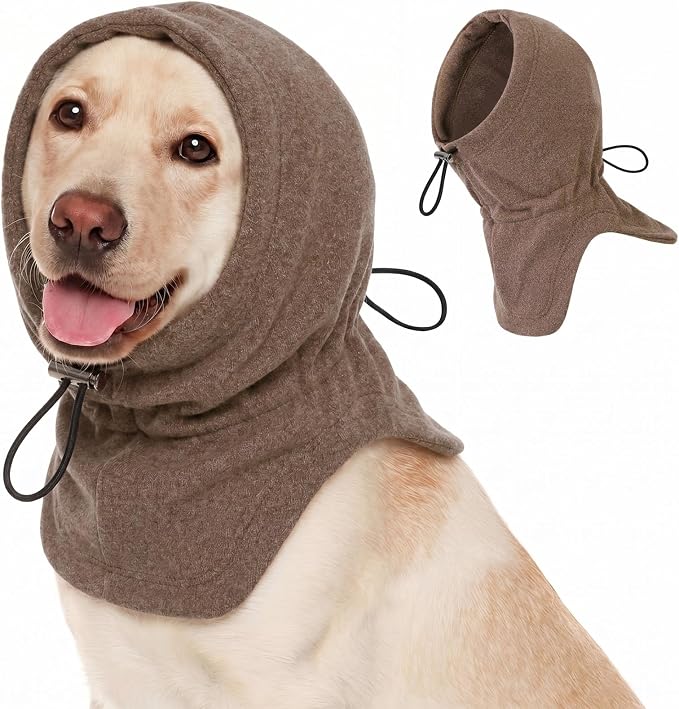 Dog Calming Hoodie Pet Ear Covers for Noise, Quiet Head Cover for Dogs, Pet Calming Hoodie Ear Covers Hood for Anxiety Relief and Calming Dog Neck and Ear, Brown S