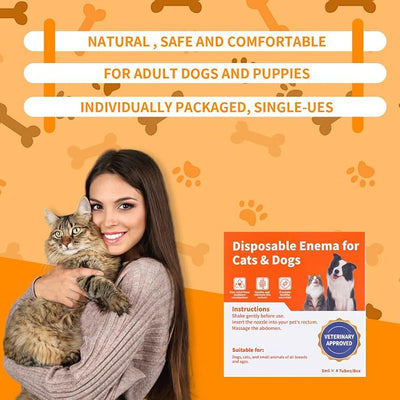 Disposable Enema for Cats & Dogs – Pet Enema for Constipation Quickly Softens Stool– Easy-to-Use Enema Kit for Small Animals – Vet Recommended – 5 mL（4 Pack）