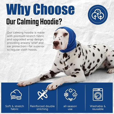 Dog Calming Hoodie Quiet Head Cover Sleeves Anxiety Relief/Noise Protection - Grooming - Thunder - Fireworks