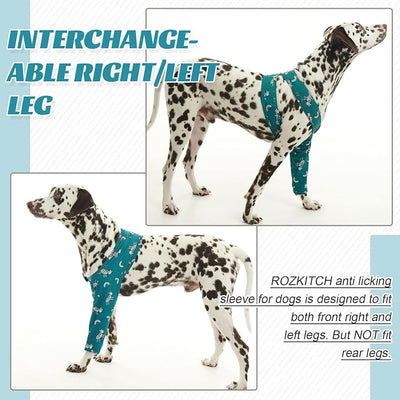 ROZKITCH Leg Sleeve for Dogs Front for Right Left Leg, Pet Prevent Licking Wound Elbow Protector, Recovery Suit Cone Collar Alternative for Sprain ACL CCL Arthritis Joint Care Zebra 3XL
