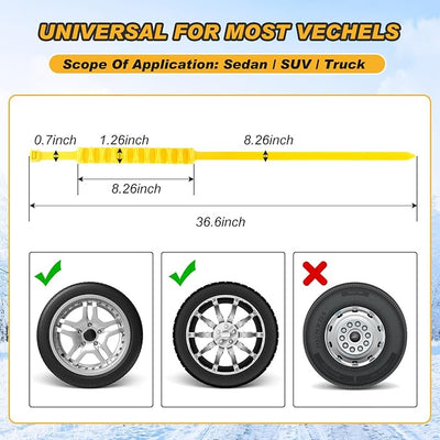 Tallew Snow Tire Chains Nylon Snow Straps for Car Tires 1.26" Width Emergency Anti Skid Car Tire Chains Universal Anti Skid Tires Chain for Truck Winter, Tyre 175 to 295 mm(0.6 x 37 Inches,20 Pcs)