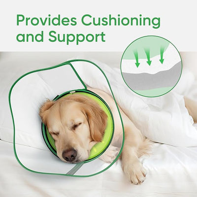 Sponge Dog Cone Collar, Dog Donut Collar After Surgery with Clear Shield, Adjustable Soft Cone for Dogs to Stop Licking-Comfy Cone for Large Medium Small Dogs (Kiwi,XL)