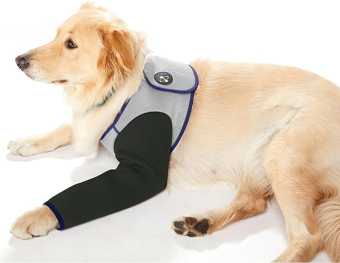 Coodeo Dog Recovery Suit, Cone Collar Alternative, Abrasion Resistant Dog Recovery Sleeve, Washable 2.5mm Thick and Waterproof, Pet Wounds Prevent Licking, Bite, Keep Dry（Grey，L