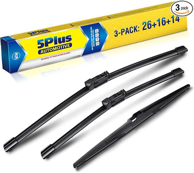 5 PLUS Custom-Fit Wipers fits Toyota CHR 2018-2022 Windshield Wipers | 26"+16"+14" Front Rear Wipers Set,OEM Original Equipment Replacement,All-Seasons,Streak-Free Wiping,Quiet Clear Visibility