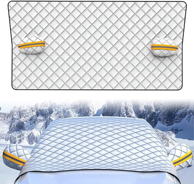 Winter Car Windshield Cover - Thick Magnetic Frost and Snow Protector with Reflective Strip, All-Season Effectively Blocking Sunlight, Ultraviolet Rays, Rain and Snow (3-Layer Thickening)