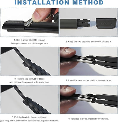 2 PCS Wiper Blade Refills, 28 Inch Adjustable Boneless Insert Windshield Strips, Frameless Rubber Strip Replacement for Most Vehicles Windshield Wiper Blades, Car Accessories
