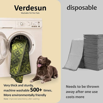 Washable Pee Pads for Dogs, Reusable Puppy Potty Training Pads, Ultra-Absorbent Thick Waterproof Leak-Proof Non-Slip Pads & Mat for Crate, Playpen, Floor, Whelping & Housebreaking , 2 Pack 36"x72"