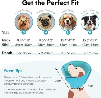 Queenmore Dog Cones for Large Dogs,Soft Dog Cone Stop Licking After Surgery, Adjustable Pet E-Collar Alternative for Wound Healing,LightBlue,X-Large