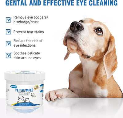 Dog Eye Wipes, Tear Stain Wipes for Dogs, Big & Thick Cat Eye Wipes for Dogs, Mild Ingredient,Texturized & Presoaked Pet Eye Cleaner Pad for Discharge Crust Booger,100 Ct, Coconut Scent