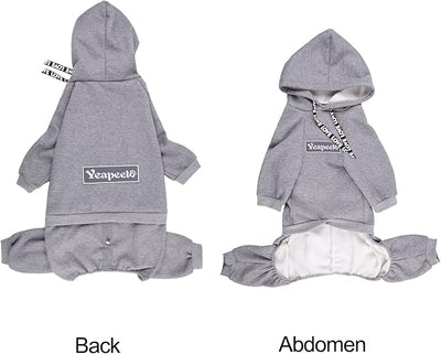 Dog Hoodies Winter Coat for Large Medium Dogs, Pullover 8 Legs Warm Coat Hooded Sweatshirt, Fleece Hoodie for Cold Weather (Grey, 2X-Large)