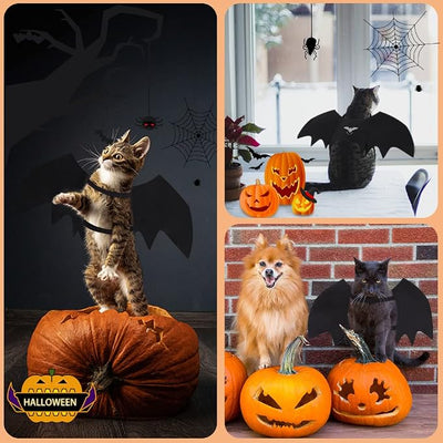 Vivifying Dog Bat Wings, Adjustable Halloween Costumes, Durable Bat Costume with Bell for Small Dogs and Large Cats Party Decoration and Cosplay (Small, Black)
