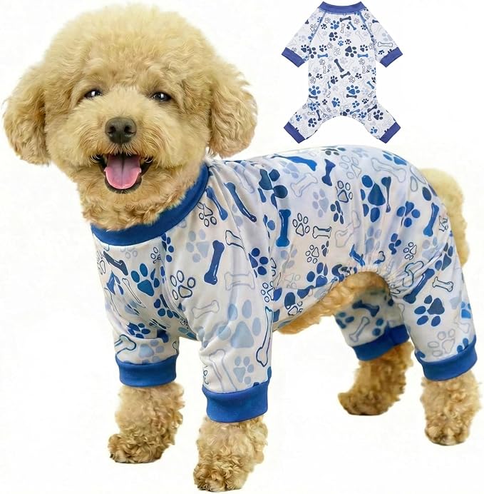 Vet-Approved Dog Onesie Pajamas for Puppy Small Dog Pjs, Ultra-Premium Hypoallergenic Polyester, Lightweight, Breathable & Won't Overheat, Gentler on Skin, Size XS (Pet: 2.5-4lbs)