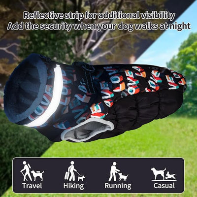 CuteBone Waterproof Thick Dog Winter Coat Doggie Jacket Warm Pet Clothes Comfortable Puffer Dog Vest for Small Medium Large Dogs with Harness Hole YRFN22L