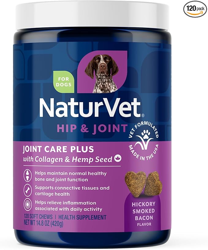 Hemp Advanced Joint Health Dog Supplement Soft Chews –Helps Support Joint Health in Dogs – Includes Hemp Seed, Collagen, Glucosamine, MSM, Chondroitin, Omegas – 120 Ct.