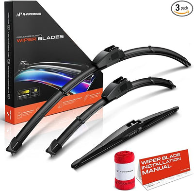 A-Premium 26"/18"/13" Windshield Wiper Blades Compatible with Genesis GV80 2021-2024 - Front Rear Wipers Blade Set for Hook/RL4 Arm Connector, with Wear Indicator & Towel (Pack of 3)