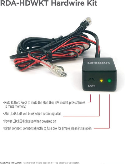 Uniden RDA-HDWKT Radar Detector Smart Hardwire Kit with Mute/Mark Button, LED Alert and Power LED R8w, R8, R7, R4w, R4, R3, R1, DFR9, DFR9BLK, DFR8, DFR7 and DFR6