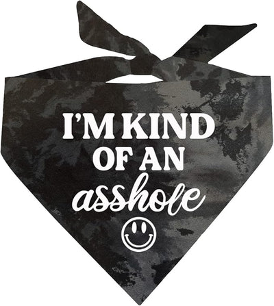 I'm Kind of an A (Problem) Dog Bandana | 100% Cotton Tie Dye Triangle | Made in USA | Do Not Pet | Funny Warning for Reactive or Moody Dogs | One Size | Black Scrunch (31)