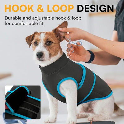 Queenmore Dog Anxiety Calming Vest,Gentle Compression Anxiety Suit for Dogs,Soft Stress Relief Dog Thunder Jacket,Breathable Dogs Calming Shirt for Separation,Thunder, Fireworks, Grey, XS