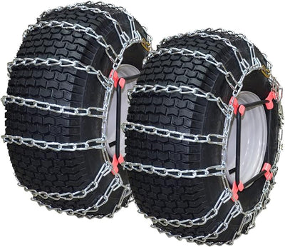 OakTen Set of 2 Tire Chains with Tensioners for Snow Blowers and Rider, 2-Link, for Tire Size 4.00x4.80x8