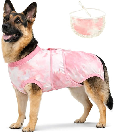 Recovery Suit for Female/Male Dog After Spay/Neuter Surgery,Bandana Set Included,E-Collar Cone Alternative Anti Licking, Large/Medium/Small Dogs Full Body Surgical Suits Onesies, Medical Pet Bodysuit