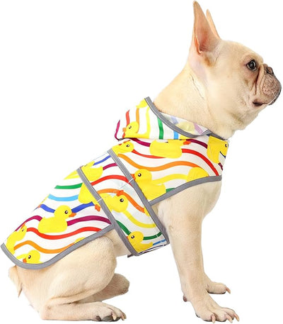 Dog Raincoat for Medium Dogs Waterproof Jacket Hooded Rain Coats with Reflective Strips Leash Hole & Poncho Adjustable Fit (Rainbow,M)