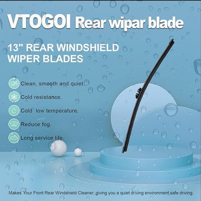 VTOGOI Original Factory Quality Rear Windshield Wiper Blades Replacement For BMW X3 2011-2017,Volvo XC70 2008-2016,Easy To Install 13"(Pack of 1)