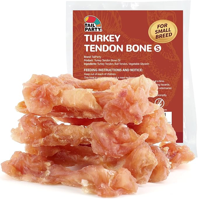 Turkey Tendons for Dogs (Bone, S, 4.23 oz), All Natural Dental Chews for Small Dogs, Rawhide Alternative, Long-Lasting Training-Reward Treats for Health-Conscious Pet Owners