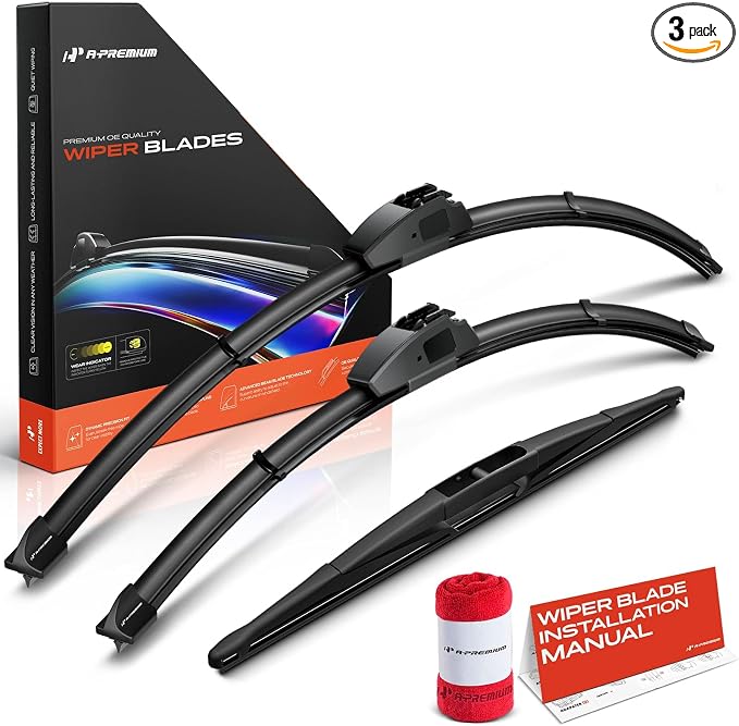 A-Premium 26"/24"/14" Windshield Wiper Blades Compatible with Honda Pilot 2016 2017 2018 2019 2020 2021 2022 - Front Rear Wipers Blade Set for Hook/RL3 (Pack of 3)