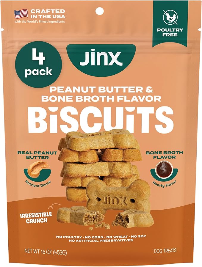 Oven-Baked Peanut Buter & Bone Broth Dog Biscuits Treats - Crunchy, All Natural, Nutrient Dense Dog Biscuits for Puppies, Adults & Seniors - 16oz