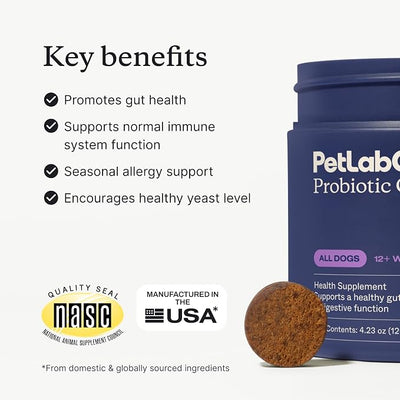 PetLab Co. - Gut & Allergy Support Bundle: Dog Probiotics for Effortless Gut Health Support & Allergy & Immune Chews for Seasonal Allergy Support – Target paw Licking & Scratching at the Source
