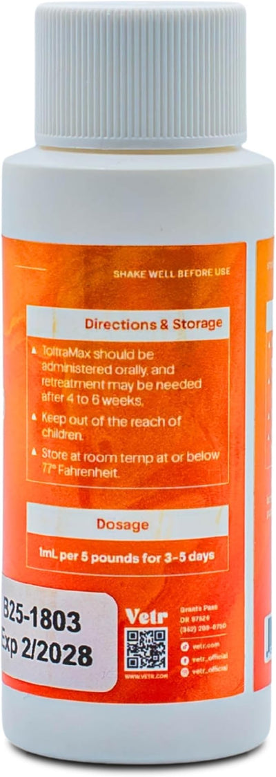 Toltrazuril 5.0% for Horses, Dogs, Cats, 60mL/2 Ounce, for Non-Food Chain Animals, Alfalfa