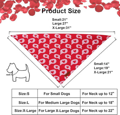 PTDECOR Valentine Dog Bandana, Reversible Love Letter Heart Valentine Pet Scarf, Premium Durable Fabric, Red Pink Bandanas for Small Dogs Pets (Small)