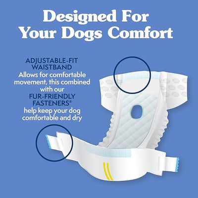 Simple Solution Disposable Female Dog Diapers, Absorbent Leak Proof Protection for Incontinence, Puppy Training, Heat Cycle, Travel, and Housebreaking, Large/XL Dogs, 18–27 Inch Waist, 12 Count
