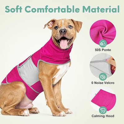 Dog Anxiety Shirt with Hood, Thunder Vest Noise-Reducing, Skin-Friendly Relief Calming Jacket for Storm, Separation, Festive Fireworks, Vet Visits, XL, Bright Red