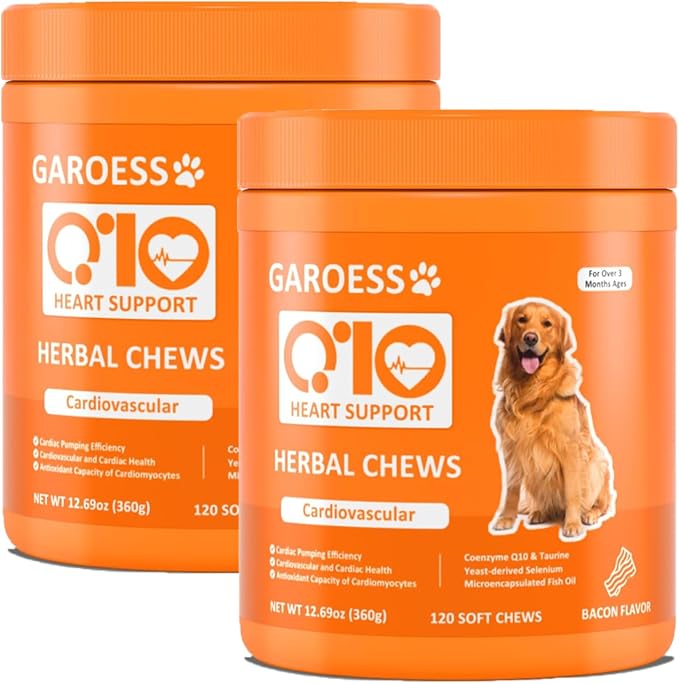 CoQ10 Heart Chew for Dogs, Support Dogs Heart Health, Cognitive & Energy, CoQ10 Chews for Cardiovascular & Gum Health & antioxidant Protection, Bacon Flavor, 240 Count (2 Packs/Trust it)