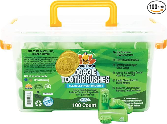 Finger Toothbrush for Dogs & Cats - Puppy Toothbrush with Soft Flexible Silicone Bristles, Gentle for Sensitive Gums, Promotes Healthy Teeth & Gums, Easy Teeth Cleaning Tool (100 Count)