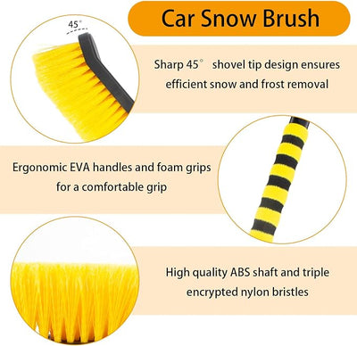 ecocstm 25.5" Car Snow Brush and Detachable Ice Scraper, Snow Shovel for Car Window, with Foam Grip and 45° Angle Brush Head, Snow Shovel for Car Window, Winter Accessories for Cars, Trucks, SUVs