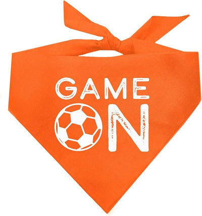 Game On Soccer Dog Bandana | 100% Cotton Adjustable Triangle | Made in USA | Soccer| Sports | Biggest Fan | Game Day | Orange, X-Small (1073)