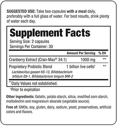 Kyolic Kyo-Dophilus Cran+ Probiotic, Urinary Tract and Bladder Health*, 60 Capsules
