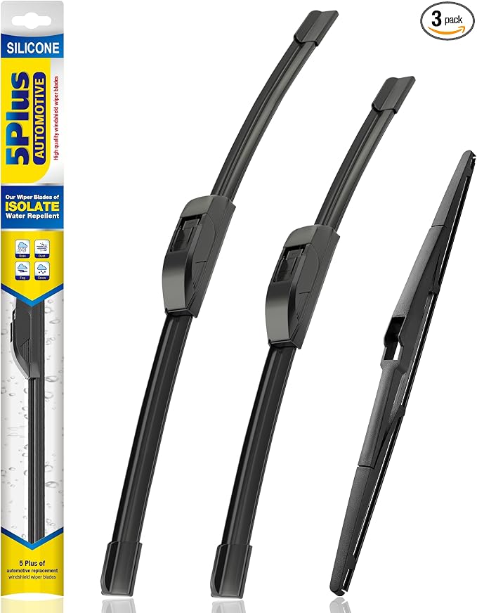 5 PLUS® Silicone Windshield Wipers Replacement for 2013-2016 MAZDA CX-5 Wiper Blades 2007-2012 HYUNDAI Santa Fe Wiper Blades(Set of 3),Automotive Replacement Windshield Wiper Blades-24"/18"/14"