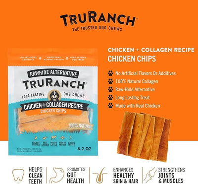 TRURANCH Collagen Chips - Collagen Dog Treats - Long Lasting Healthy Joint Support - Rawhide Alternative Chips - Skin & Coat Health - Made with Real Chicken, Value Pack, 15 Bags, 7.5 lbs