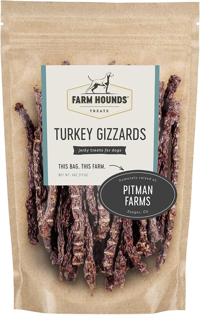 Turkey Gizzards - Premium Natural Jerky for Dogs - 100% Humanely Raised Turkey - Break-to-Size - Great for Training & Treats - No Added Fillers - Made in USA - 4oz - 1 Pack