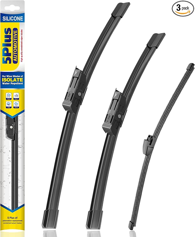 5 PLUS® Silicone Windshield Wipers Replacement for 2007-2017 VW Volkswagen Tiguan Wiper Blades(Set of 3),Automotive Replacement Windshield Wiper Blades For My Car-24"/21"/13"