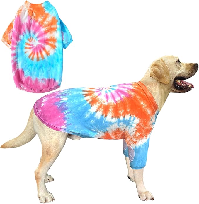 Dog Cotton Colorful Pink Orange T-Shirts Soft and Stretchy Dog Shirt Pajamas Pets Clothes for Large Dogs(Large PinkOrange)