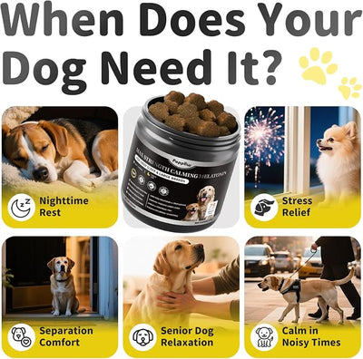 Melatonin for Dogs - Advanced Dog Calming Chews for Restful Sleep & Emotional Support, Calming Treats for Dogs Stress Anxiety Support - Separation, Thunder, Fireworks, Chicken Flavor, 45Ct