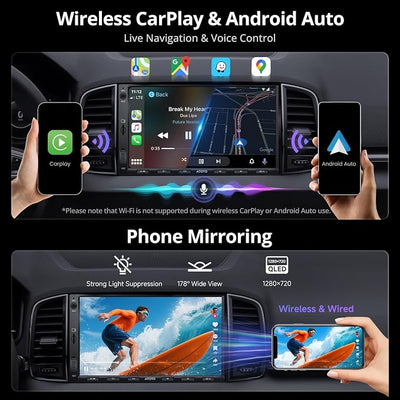 ATOTO A5L 7 inch Android Double DIN Car Stereo, Wireless CarPlay & Android Auto, Wi-Fi/USB/BT, QLED Touchscreen Car CarPlay, Backup Camera,MirrorLink, 24B-EQ DSP, SWC,FM/AM/SS Radio, AI&GPS Track