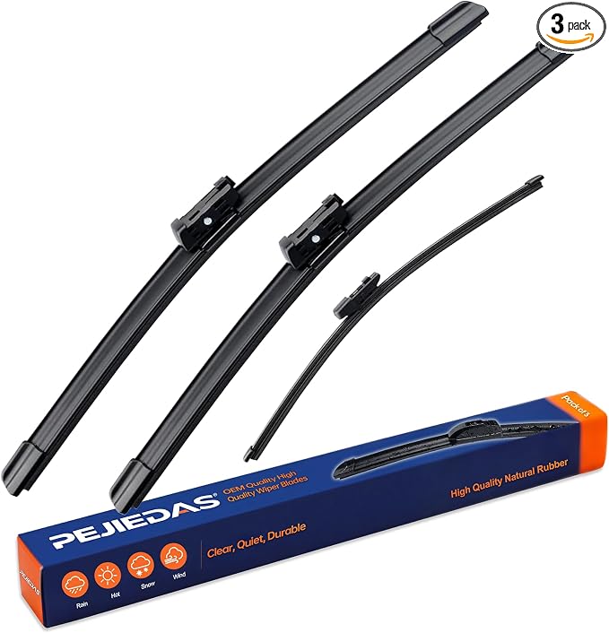 3 Replacement Wiper Blades For VW Volkswagen Atlas 2018 2019 2020 2021 2022 2023，26" + 22" + 12" Front and Rear Wiper Blades (Pack of 3)